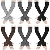 Amandir Long Fingerless Gloves for Women Arm Warmers Knit Thumbhole Stretchy Gloves