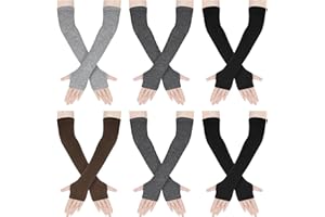 Amandir Long Fingerless Gloves for Women Arm Warmers Knit Thumbhole Stretchy Gloves