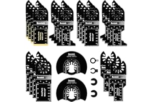 REVVSTARK 29PCS Oscillating Saw Blades, Reinforced Titanium Oscillating Multitool Blades for Wood, Metal, Plastic Cutting, Quick Release Oscillating Tool Blades Fit Dremel Dewalt Craftsman Ryobi Milwaukee
