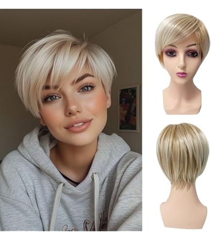 Short Pixie Cut Wig Human Hair Mixed Synthetic Heat Resistant Everyday Cosplay Short Natural Human Hair Wigs Short Black Pixie Cut Wig Heat  main image 4