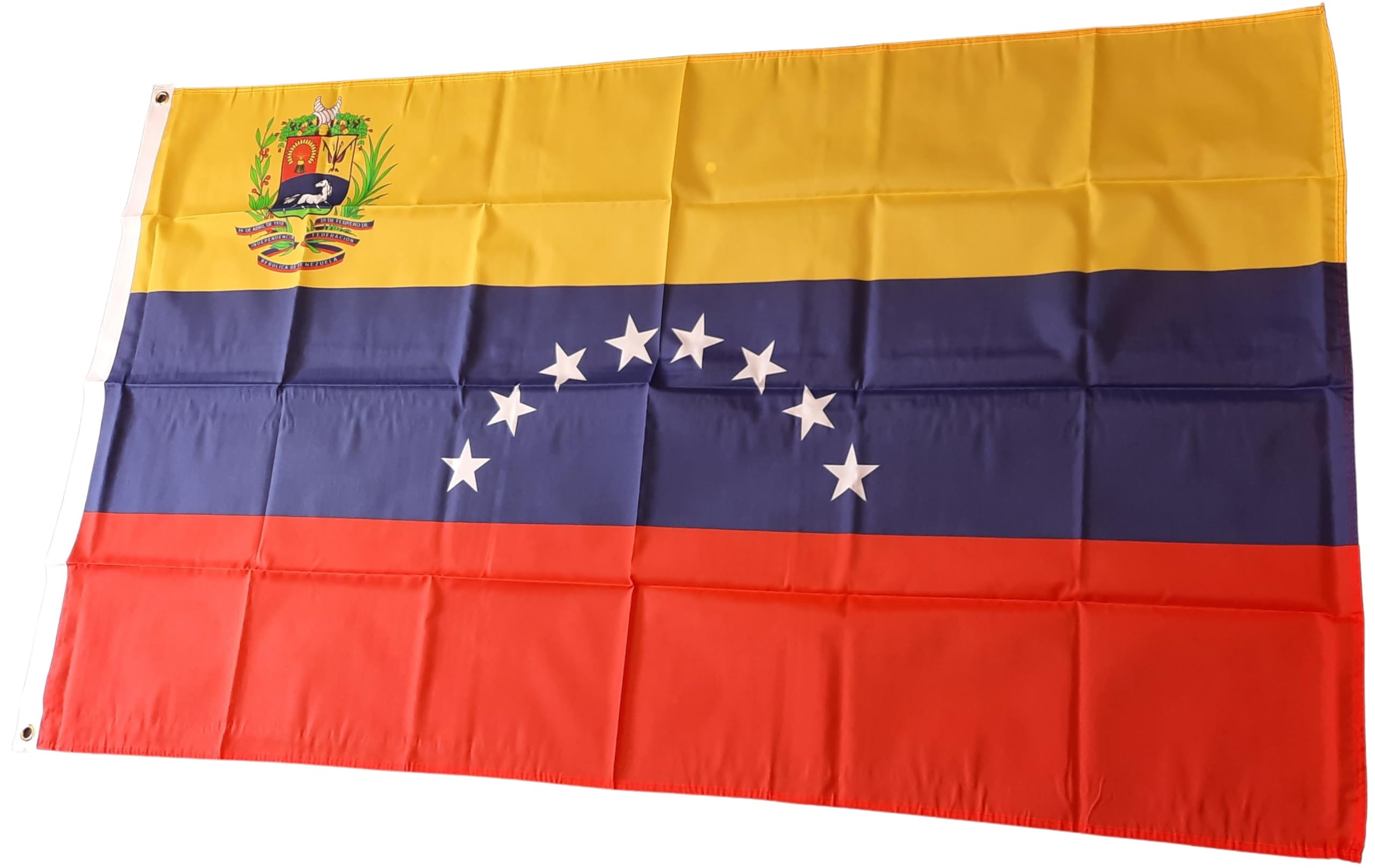NWFlags Venezuela Crest Flag 5ft x 3ft 75d Premium Polyester Suitable For Flagpoles | Strong Polyester 5x3 foot material large flag banner with two metal Eyelets