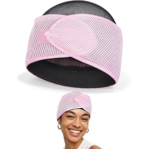 FocusCare 2-in-1 Anti-Slip Hair Wrap for Sleep – Mesh Durag Cap for Pixie Cut Short Hair, Adjustable Hook and Loop Closure