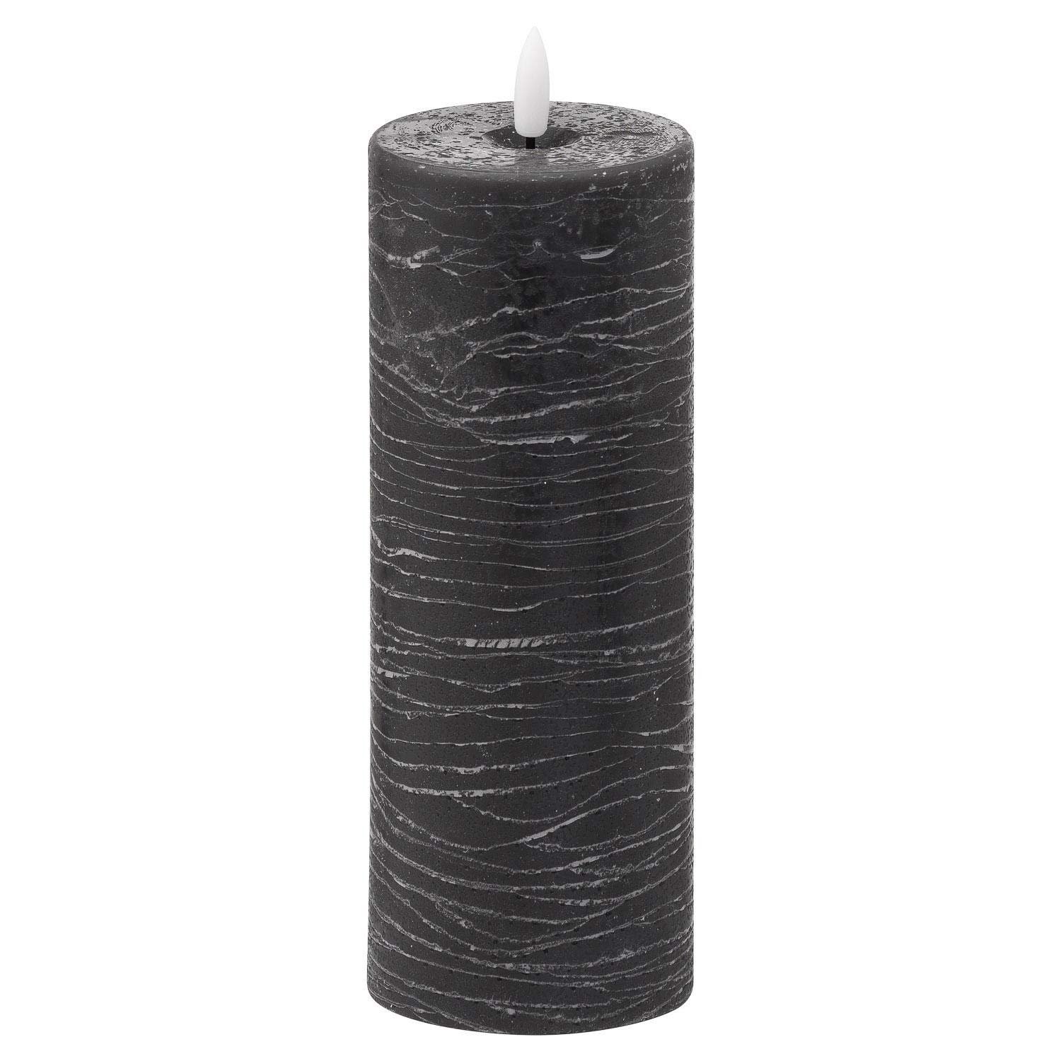 Hill 1975 Luxe Collection Natural Glow 3x8 Grey LED Candle, Plastic,Wax, Mixed, 7.5 x 7.5 x 20 cm