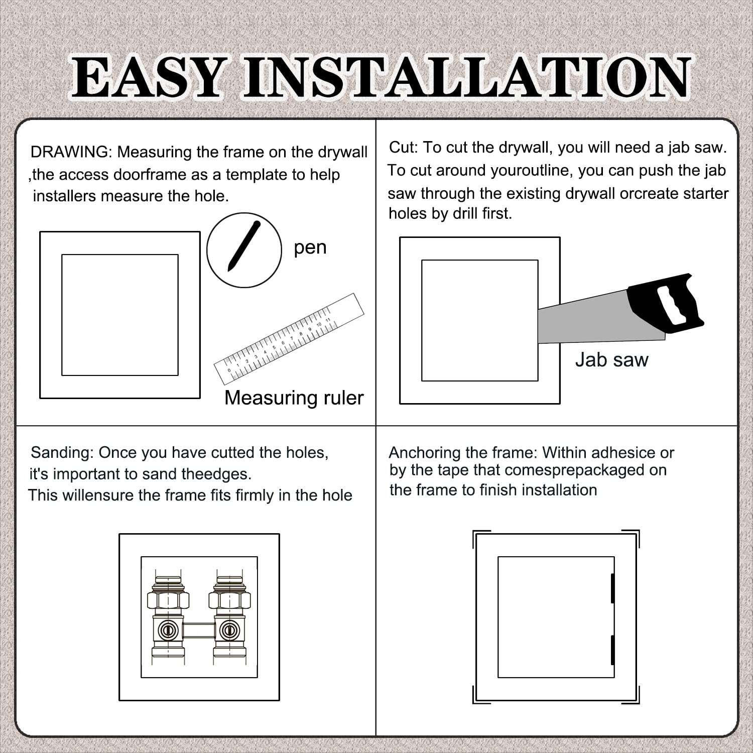 Wallo 10x10 Inch Plastic Access Door - White ABS Access Panel For Drywall Walls & Ceilings 2 thumbnail image