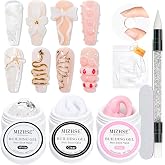 MIZHSE Solid Builder Gel for nails, 3 Colors Sculpting Gel for Nails | Clear White Pink Non-Sticky Hand 3D Nail Art Building Carving Modeling Hard Nail Extension Manicure Salon Home DIY Gift