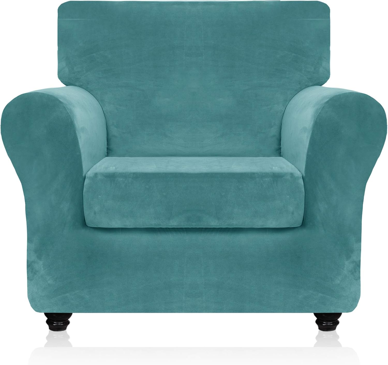 ZNSAYOTX Luxury Velvet Chair Slipcovers with Arms 2 Piece Stretch Chair Covers for Living Room Thick Soft Armchair Slipcover Anti Slip Dog Pet Friendly Furnitre Protector (Peacock Blue, Chair): Kitchen & Dining