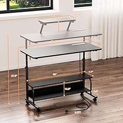 Height Adjustable Standing Desk with Power Outlets