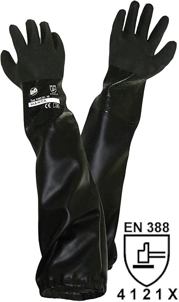 Unbekannt Griffy PVC Sandstrahlerhandschuh Größe (Handschuhe): Herrengröße EN 388 CAT II L+D 1485 1St.