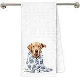 gsgfdshf Blue Chinoiserie Golden Retriever Kitchen Towels 16x24 in, Golden Retriever Lover Gifts, Grandmillennial Floral Blanket Dog Decorative Hand Tea Dish Towels for Bathroom Kitchen
