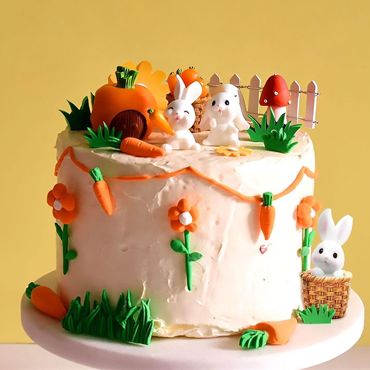 Rabbit Cake Decorations Woodland Animals Party Supplies Bunny Party Favors for Birthday Decorations
