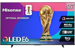 Hisense 55&quot; E6 Cinema Series QLED 4K UHD Smart Fire TV (55E6QF, 2025 Model) - QLED, AI Light Sensor, Dolby Vision · Atmos, Voice Remote with Alexa, Motion Rate 120, HDR 10+ Adaptive, Game Mode Plus4.2 out of 5 stars 187$259.99