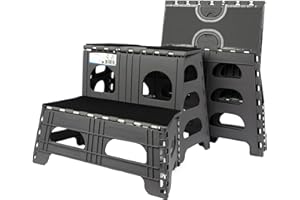 Bee Neat 2 Step Folding Dog Stairs & Ramp for Your Pet - Indoor Outdoor Foldable Pet Stairs for High Bed, Car, SUV – Collapsible Step Stool Ladder Supports 300lbs – New Carpeted Design