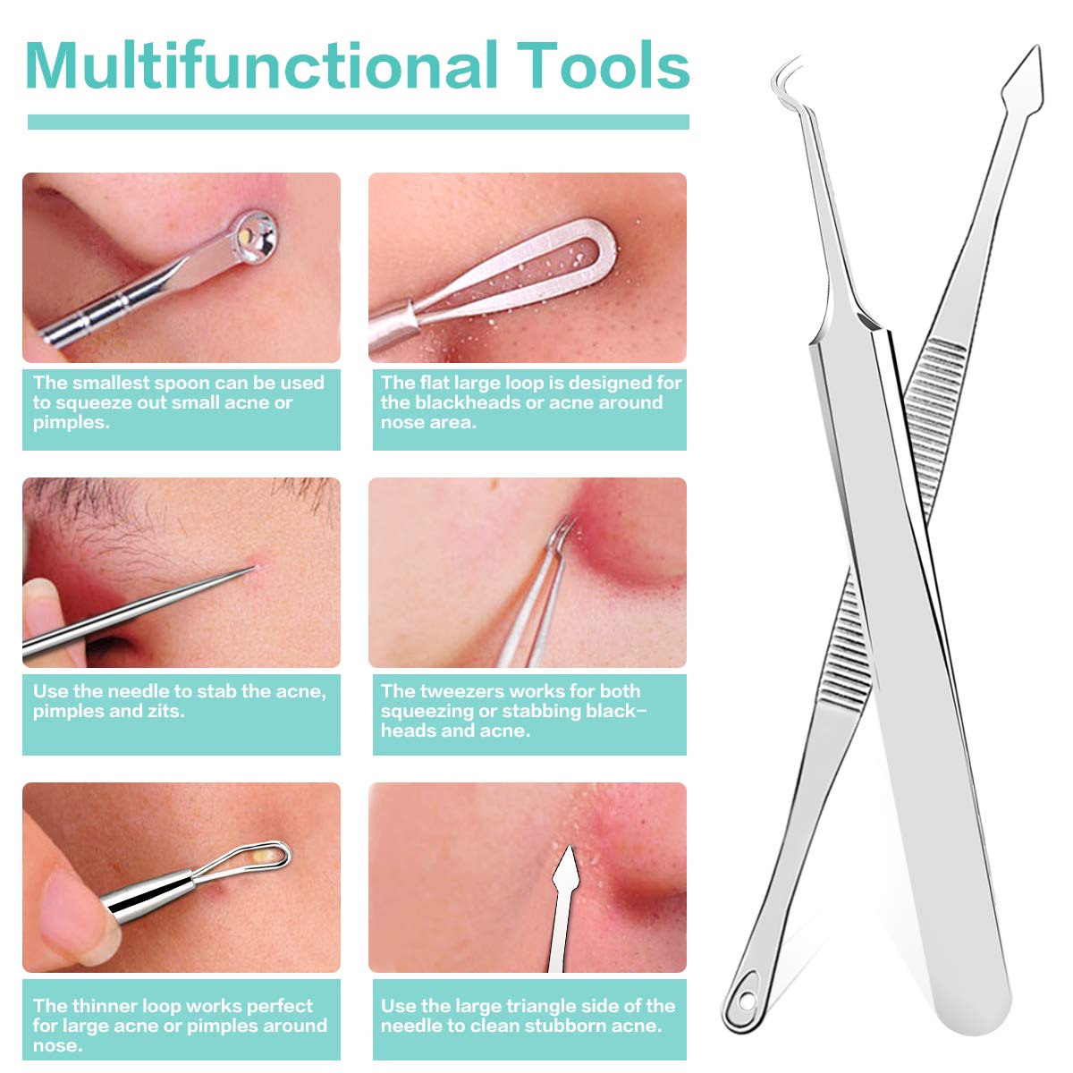 Mitesserentferner Set Komedonenquetscher Edelstahl Pickel Und Akne Ausdrucken Nadel Werkzeug Komedonenheber 6 Stucke Set Fur Blackheads Whiteheads Blackheads Remover Kit Nagelhautschieber Amazon De Beauty