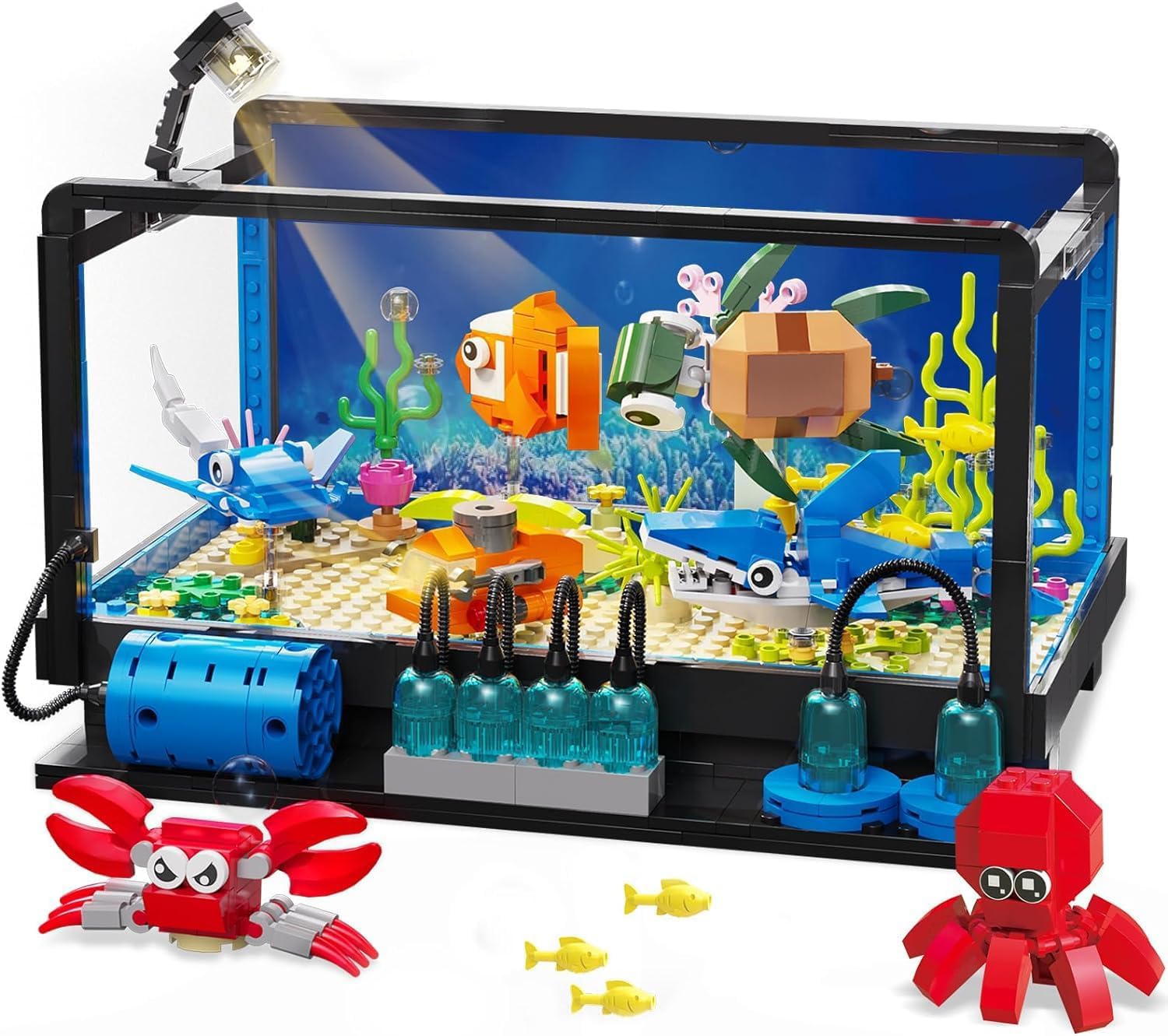 QLT Fish Tank Building Set, Including Marine Life Animals, Creative Lighting Aquarium with Submarine, Educational Building Toys for Kids 6-12 (625 Pieces) — image 1