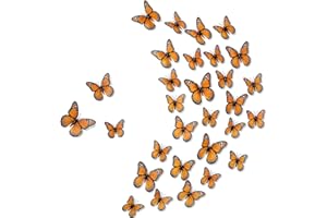 Chuangdi 48 Monarch Butterfly Decorations 3 Size Fake Butterflies Realistic Butterfly Craft Artificial Wall Decor for Craft Christmas Wedding Home Birthday Party (Orange,3.2inch,4inch,4.7inch)
