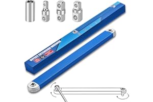 Dirciky Offset Extension Wrench,15 Inch Impact Ready Socket Wrench Extender Tool Set with 1/2", 1/4" and 3/8" Square Drive Adapters, Zero Degree Ratchet Tool for Car Blue ﻿