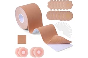 Hbaid Ultimate Breast Tape Kit for Women | 1 Roll Boob Tape, 8 Pairs Nipple Covers,41pcs Fashion Tape Strips and Test Pad | W