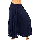 Back From Bali Womens Boho Wide Leg Palazzo Pants Smocked Waist Harem Lounge Loose Summer Beach Pants