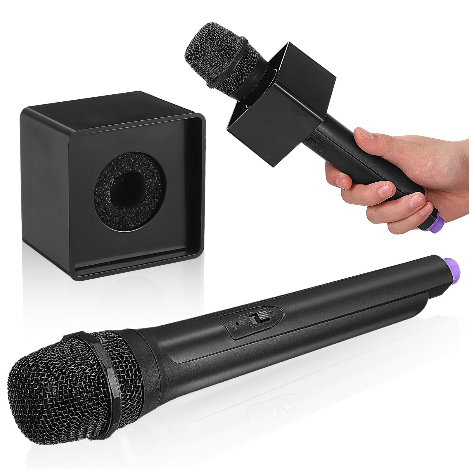 ifundom Pretend Play Microphone Toy with Microphone Flag Square Cube Set Realistic Simulation Prop for Kids Party Stage Role Play