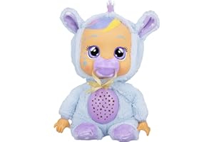 Cry Babies Goodnight Jenna - 12" Sleepytime Baby Doll | Plays 5 Lullabies, 8 Realistic Baby Sounds and Night Light Starry Sky Projection, Blue