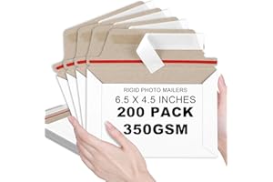 party greeting 200 Pcs 6.5 x 4.5 Rigid Mailers with Self Seal Envelopes Stay Flat Photo Mailers Sports Cards Rigid Envelopes for Postcard CD Comic Book Card Shipping Protector