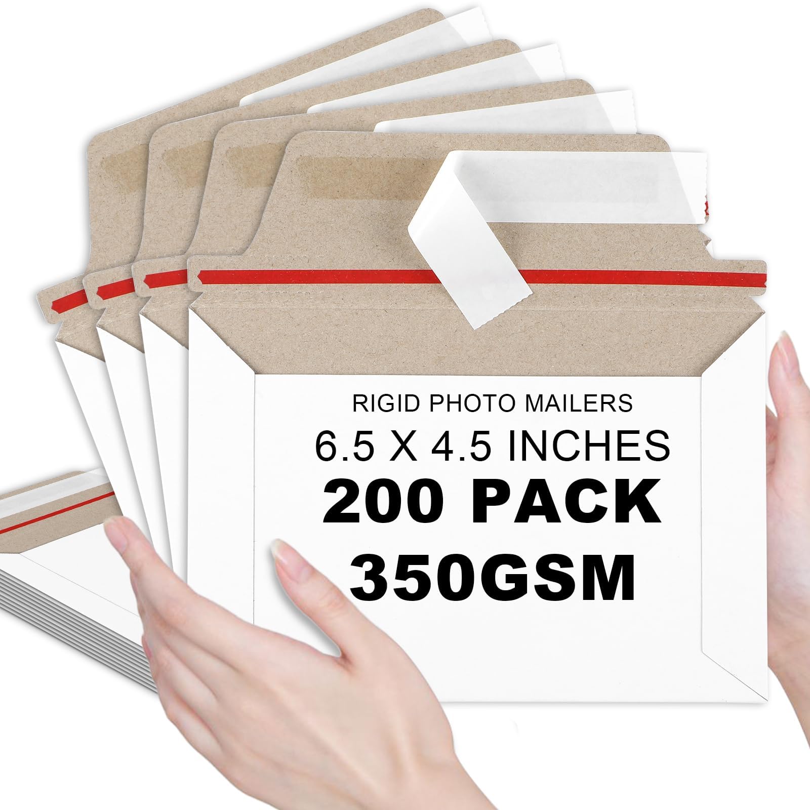 Photo 1 of party greeting 200 Pcs 6.5 x 4.5 Rigid Mailers with Self Seal Envelopes Stay Flat Photo Mailers Sports Cards Rigid Envelopes for Postcard CD Comic Book Card Shipping Protector