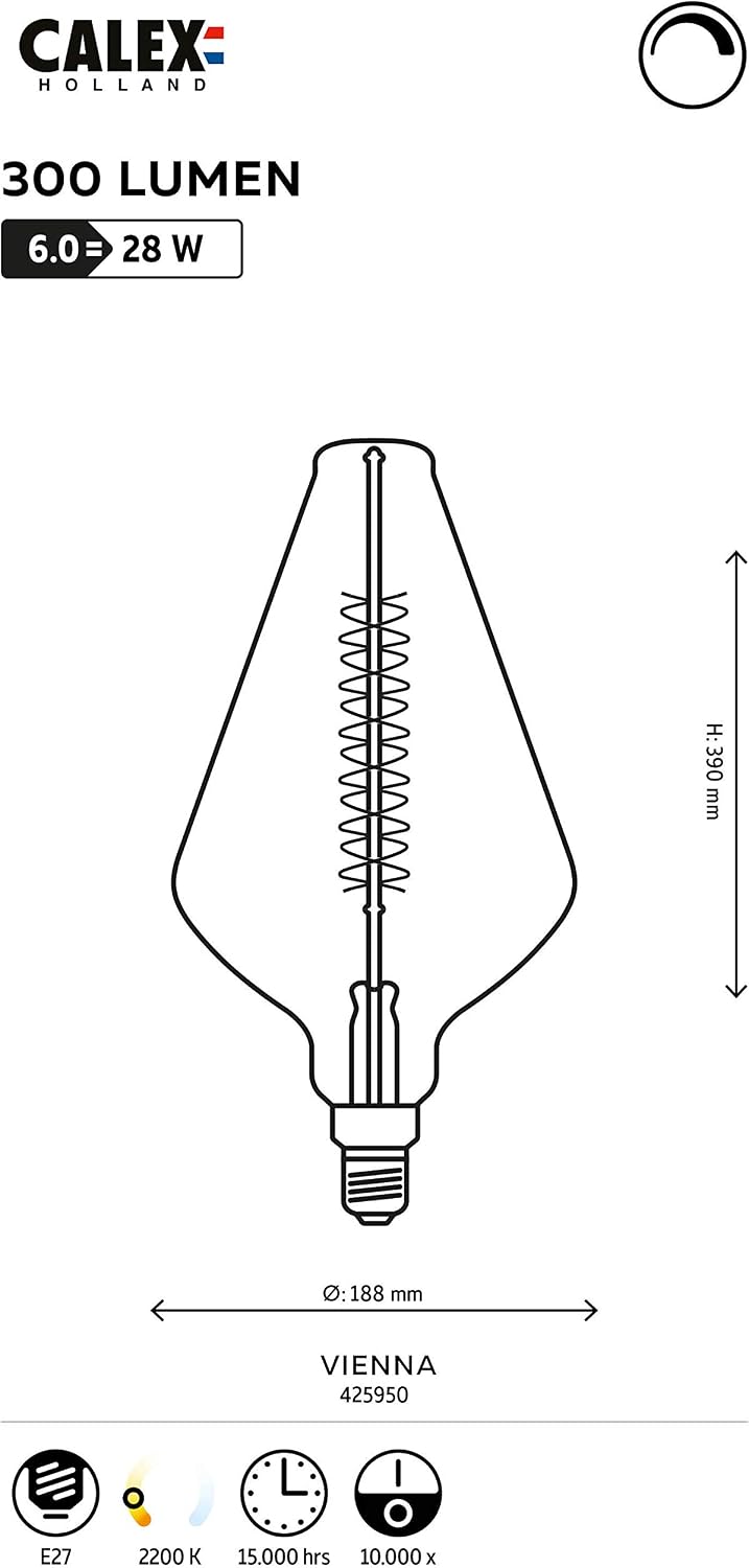 Calex 6W ES E27 Screw Cap XXL Vienna Gold LED lamp - Image 3