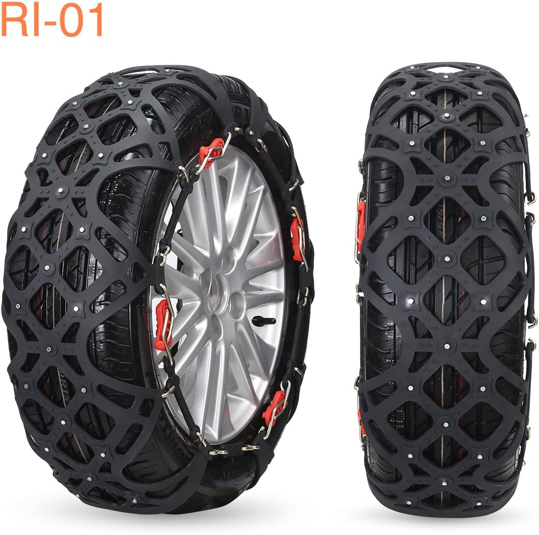 Qomolo Anti-slip Rubber Snow Chain Car SUV Pick-up Easy to Install the Traction Chain, Set of 4