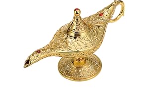 Hipiwe Vintage Magical Legend Aladdin's Genie Lamp for Home /Wedding Table Decoration,Collectable Rare Classic Arabian Costume Props Lamp Pot &Gift for Party/Halloween/Birthday (Golden)