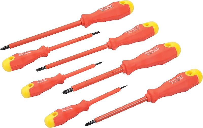 Silverline Insulated Soft-Grip Screwdriver Set 7pce Chrome Vanadium Slotted