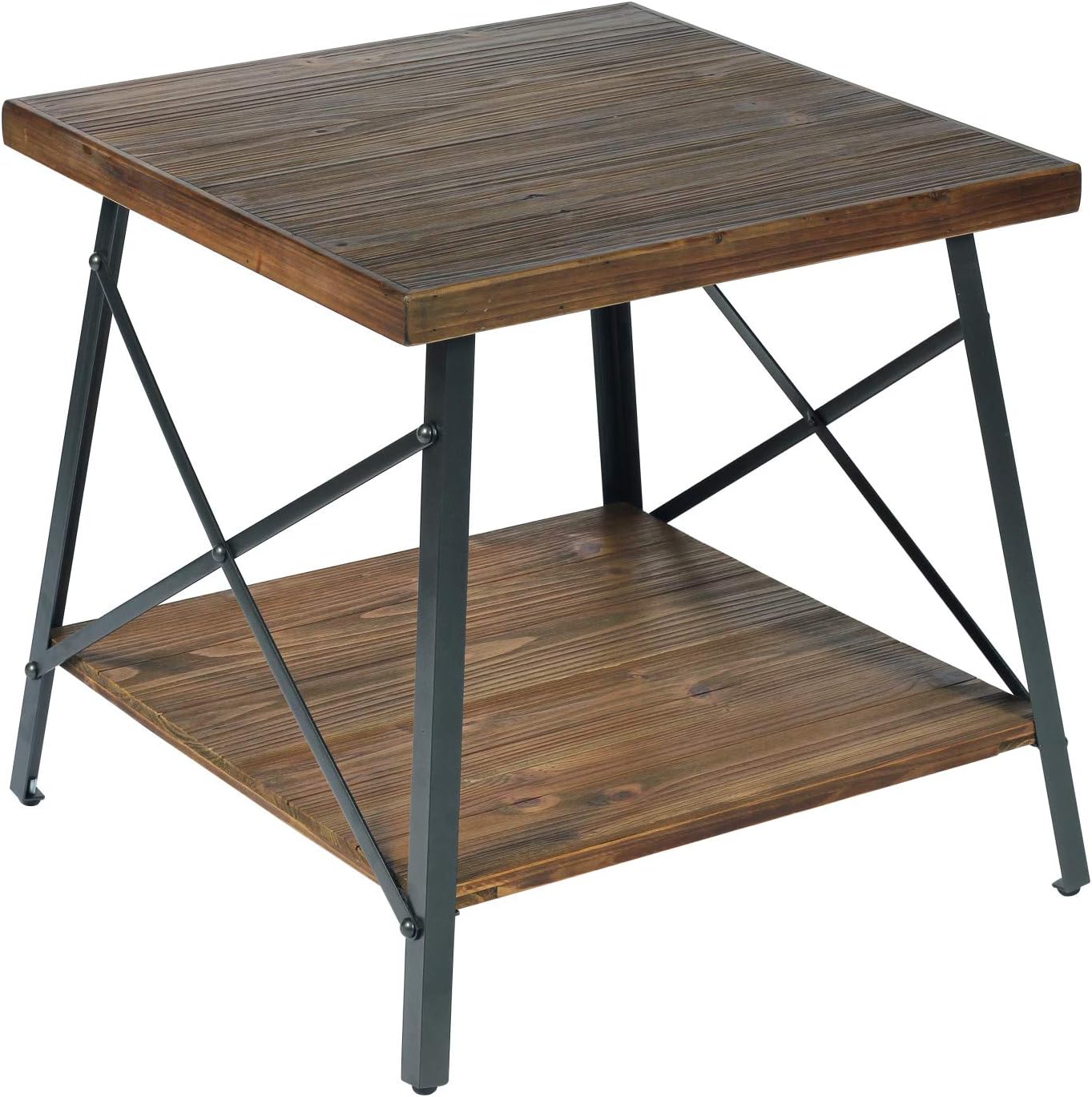 Best natural wood metal end table