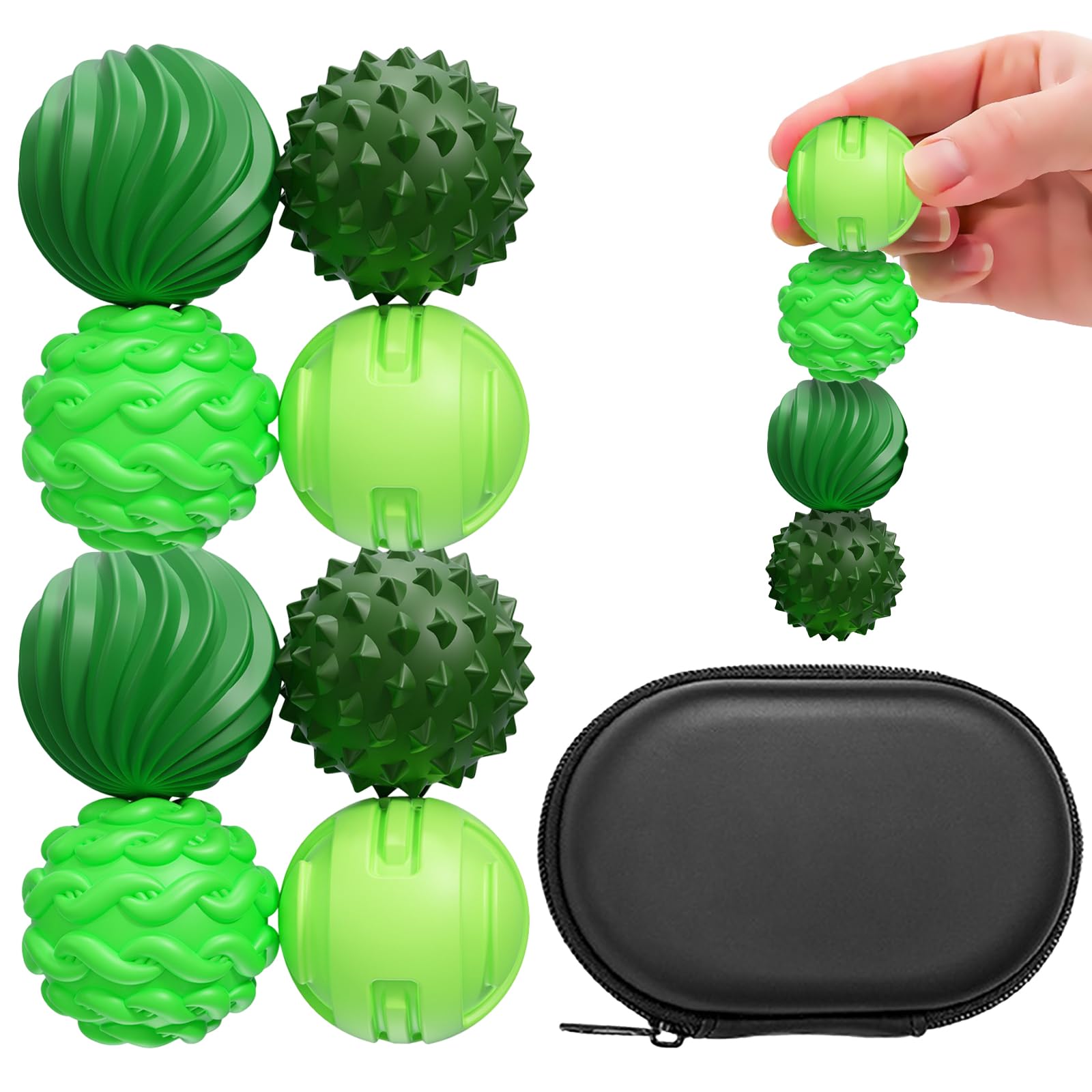 Magnetic Fidget Balls, 8PCS Sensory Toys for Autism & Adults, Stress Relief Toys for Anxiety - Fun Textured Silicone Magnet Balls for Office Desk, ADHD Fidget Toys