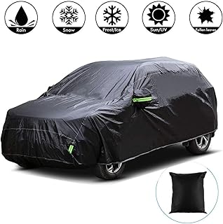 Sailnovo Autoabdeckung Vollgarage Auto Abdeckplane Autogarage Autoplane Ganzgarage Wasserdicht Auto Vollgarage Plane für Auto Winter (4.85 * 1.9 * 1.85m/ SUV /210T Schwarz)