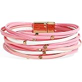 Long tiantian Leather Wrap Boho Bracelets for Women Rhinestone Bracelet Stackable Bracelets for Women Western Outfit Dress