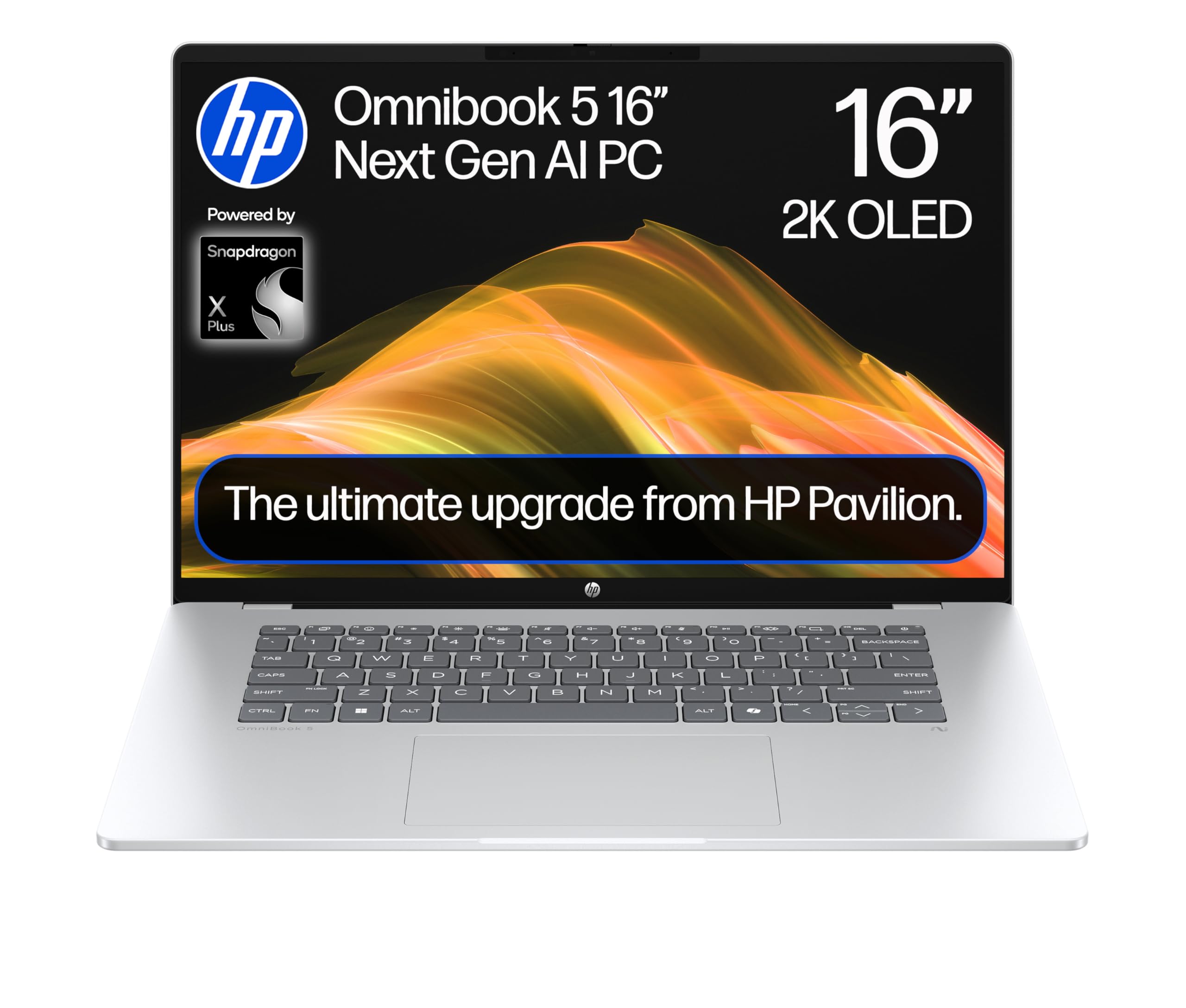 HP OmniBook 5 Next Gen AI 16" Laptop | CoPilot+ PC | Snapdragon X1-26-100 Processor | 16GB RAM | 512GB SSD | Qualcomm Adreno Graphics | 2K OLED Display | 34.75 Hrs Battery | Windows 11 | 16-bf0000sa