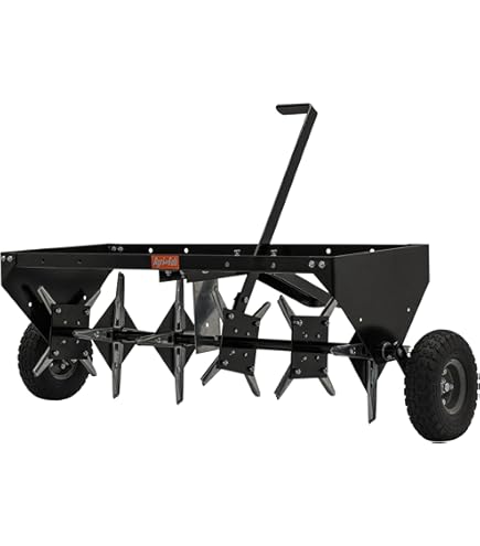 RQR 31 Inch Tow Behind Spike Aerator – Heavy Duty Lawn Aerator For Tractors & ATVs, Core Plug Aerator With Weight Tray