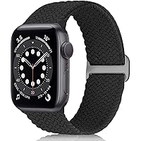 Relting Braided Stretchy Solo Loop Band Compatible with Apple Watch 38mm 40mm 42mm 44mm, Soft Adjustable Sport Woven…