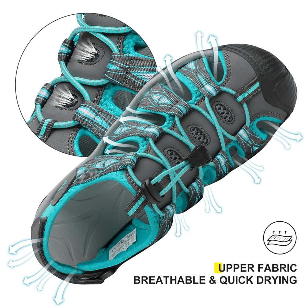 Dannto Women's Sport Hiking Sandals Closed Toe Outdoor Athletic Walking Sandal Lightweight Summer Water Shoes