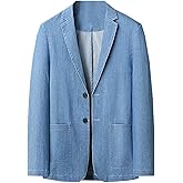 Cromoncent Men's Denim Sport Coat Lightweight Casual 2 Button Blazer Jacket