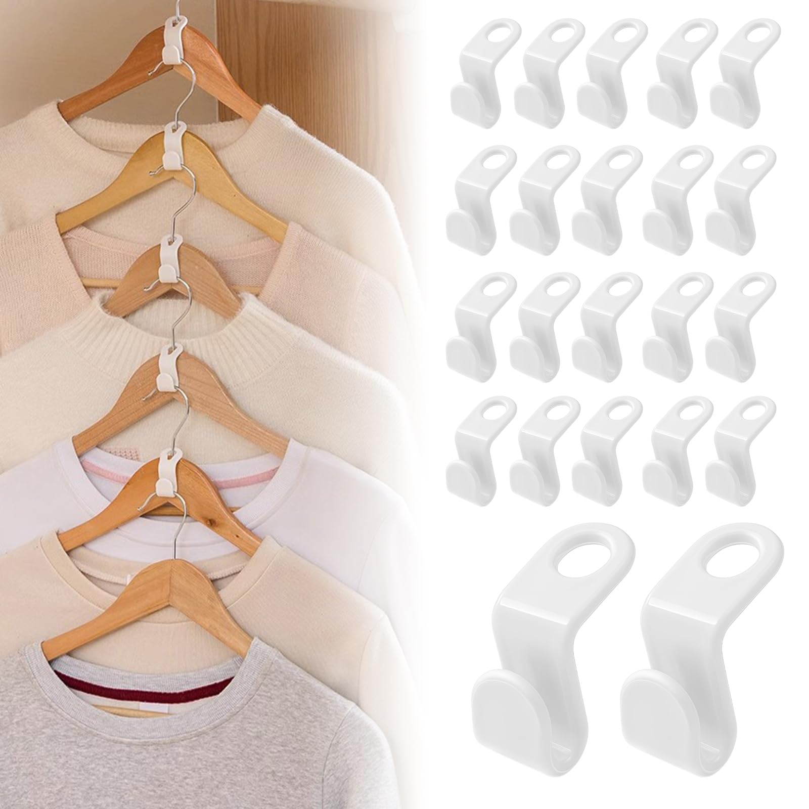 Photo 1 of 100 Pcs Hanger Connector Hooks,Space Saving Hangers for Clothes,Clothes Connector Hooks, Hanger Organizer Space Saver,Hanger Extender Hooks