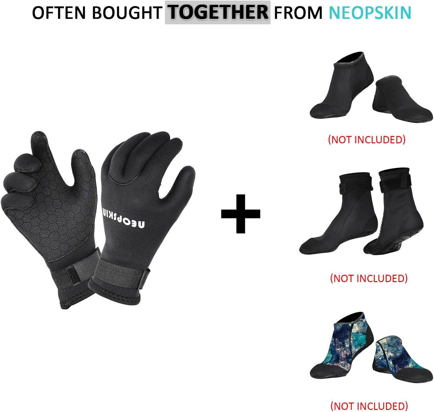 NeopSkin Water Gloves, 3mm & 5mm Neoprene Five Finger Warm Wetsuit Winter Gloves for Diving Snorkeling Paddling Surfing Kayaking Canoeing Spearfishing Skiing : Sports & Outdoors
