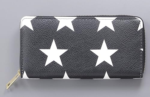 Amazon 財布 レディース 長財布 ラウンドファスナー 星柄 人気 大容量 ブラック ノーブランド品 財布