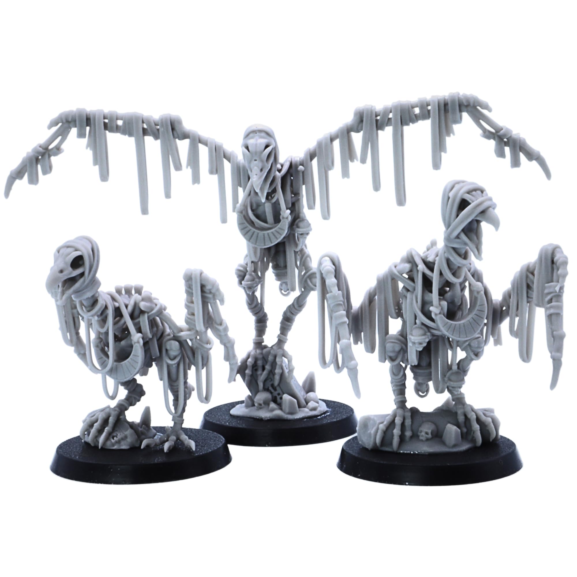 Forged Terrain Skeletal Vultures – Set of 3 Undead Bird Miniatures | 32mm Fantasy Monsters for DnD & Tabletop Wargames | Highlands Miniatures | Resin Figures with 40mm Round Bases (Unattached)
