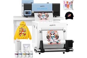 EXPLUX A3 Pro Max XP600 DTF Printer - 2X Faster Than L1800/L805, Foldable 5" Touchscreen, Anti-Clog System, for T-Shirts, Hats, Bags & More, 2-Year Ink Supply (A3DTF Printer + Powder Shaker)