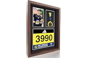 MedalAwardsRack 3 in 1 Shadow Box Display (Medal, Race Bibs, and Photo Display) – Marathon Medal Display, Marathon Medal Frame, Triathlon and Running Bib Holder.