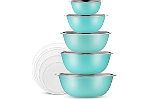 WHYSKO Stainless Steel Mixing Bowls With Lids Set, 5 Sizes Nesting Mixing Bowls for Your Kitchen Meal Prep, Cooking, Baking, 