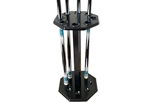 GACCO BILLIARDS Freestanding Billiard Cue Rack, Pool Table Accessories Hold 8 Cues, Pool Cue Stick Holder, Wooden Floor Stand Pool Cue Holder for Billiard Game Room (Black)