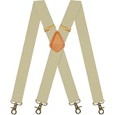 AYOSUSH Vintage Suspenders for Men Heavy Duty 4 Snap Hooks for Belt Loops Adjustable X Back