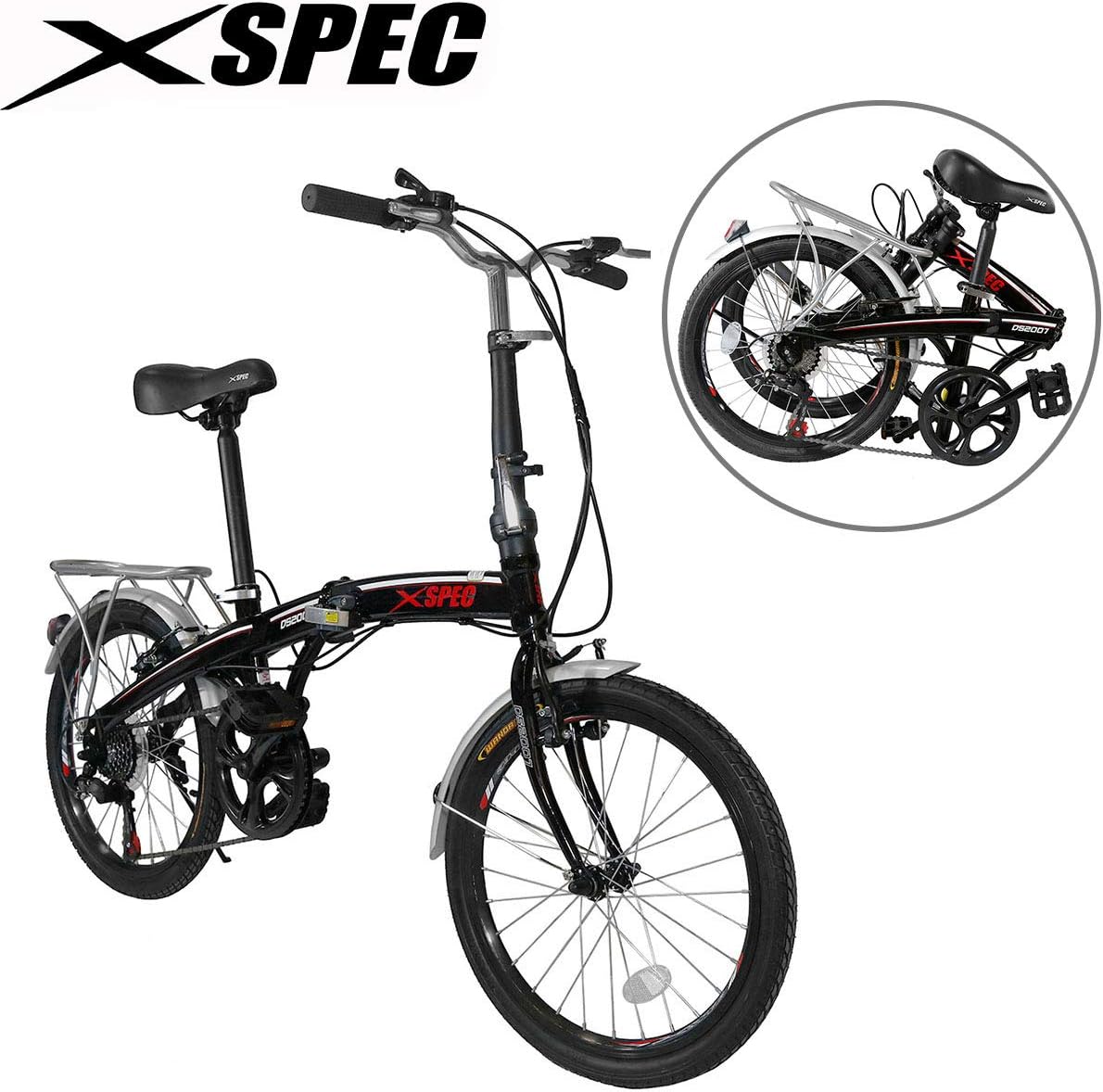 Xspec 20" 7 Speed City Folding Compact Bike Bicycle Urban Commuter