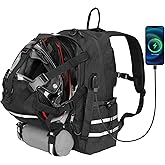 JLDTOP Motorcycle Helmet Backpack Bag for Men/Women, Large Capacity Biker Backpack with Reflective Strips/USB Charging Port, Helmet Carrier for Riding Travel Hiking (Black)